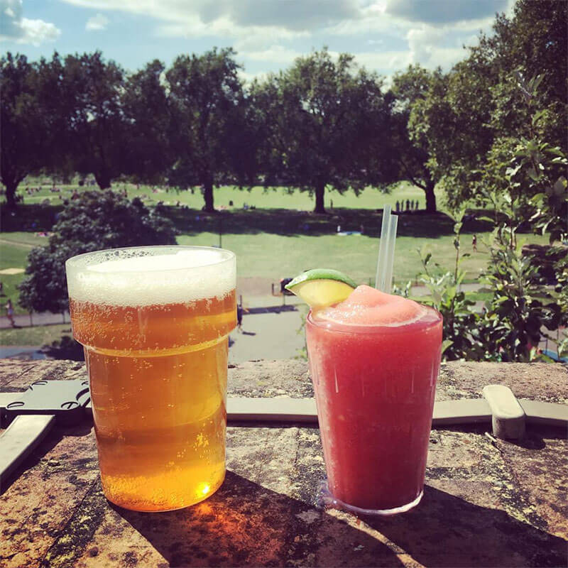 beer and smoothie in the sun